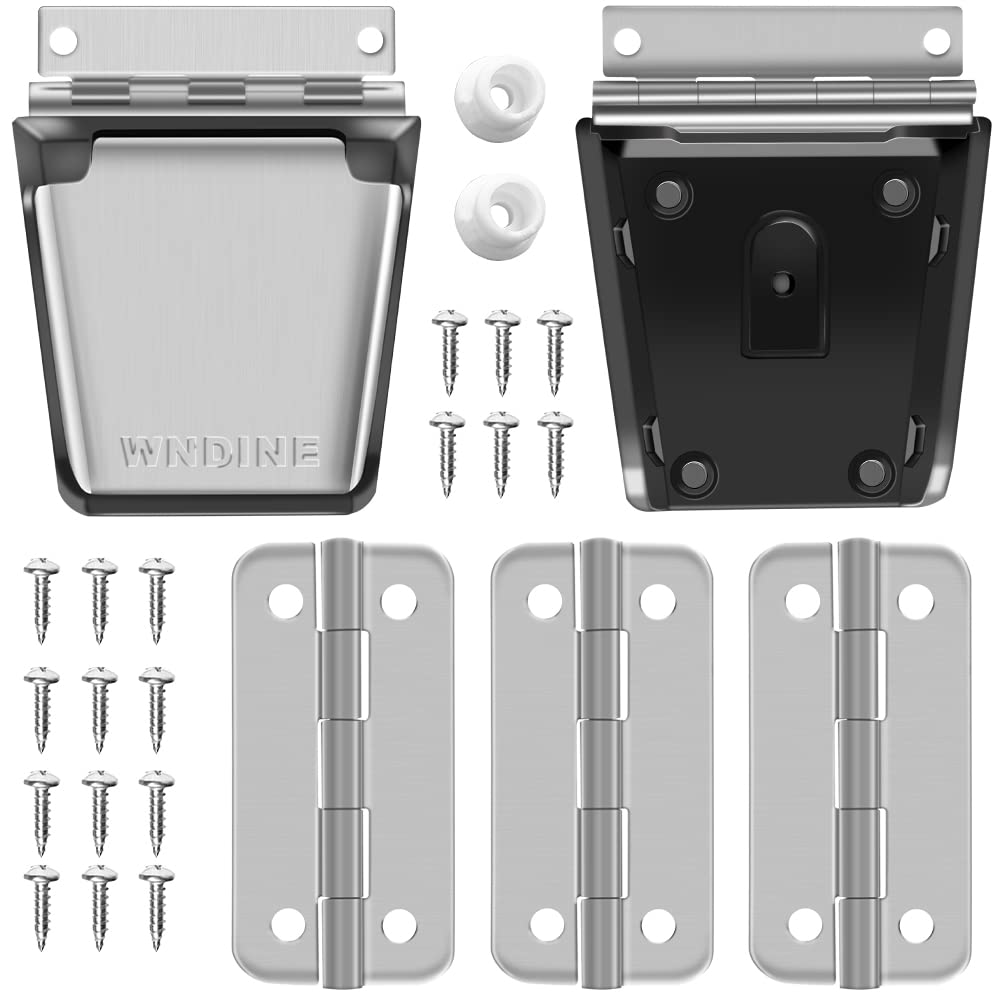 Cooler Stainless Steel Hinge & Latch Set, Ice Chest Hinges, Latch Posts, and Screws, High Strength Cooler Latch Replacement Parts Kit.
