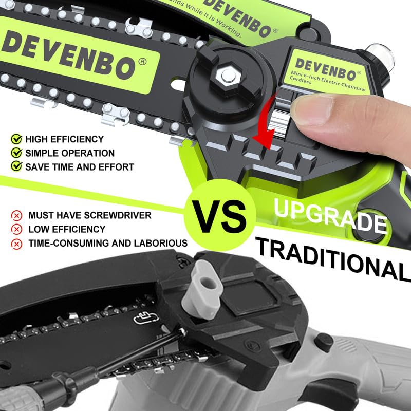 Devenbo Mini Chainsaw, 6 Inch Hand Saw with Electric Chainsaw Function, Cordless Hand Saw for Wood Cutting, Yard Tools and Gardening with Batteries and Chains Garden Tools Gifts for Dad Men Husband