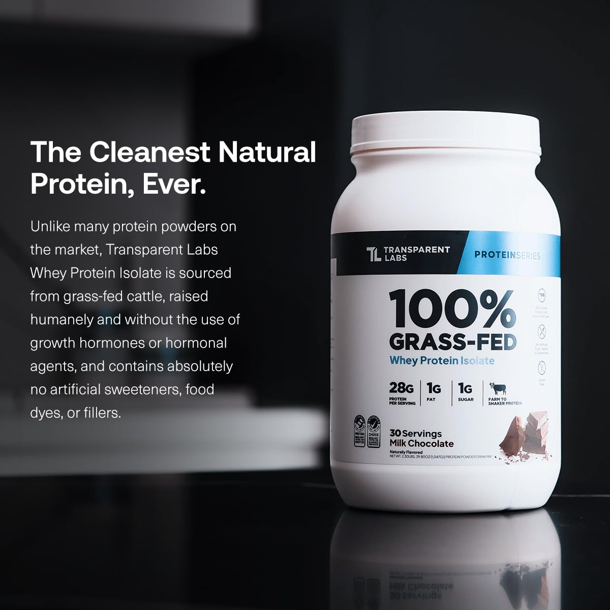 Transparent Labs Grass-Fed Whey Protein Isolate - Naturally Flavored, Gluten Free Whey Protein Powder with 28g of Protein per Serving & 9 Amino Acids - 30 Servings, French Vanilla
