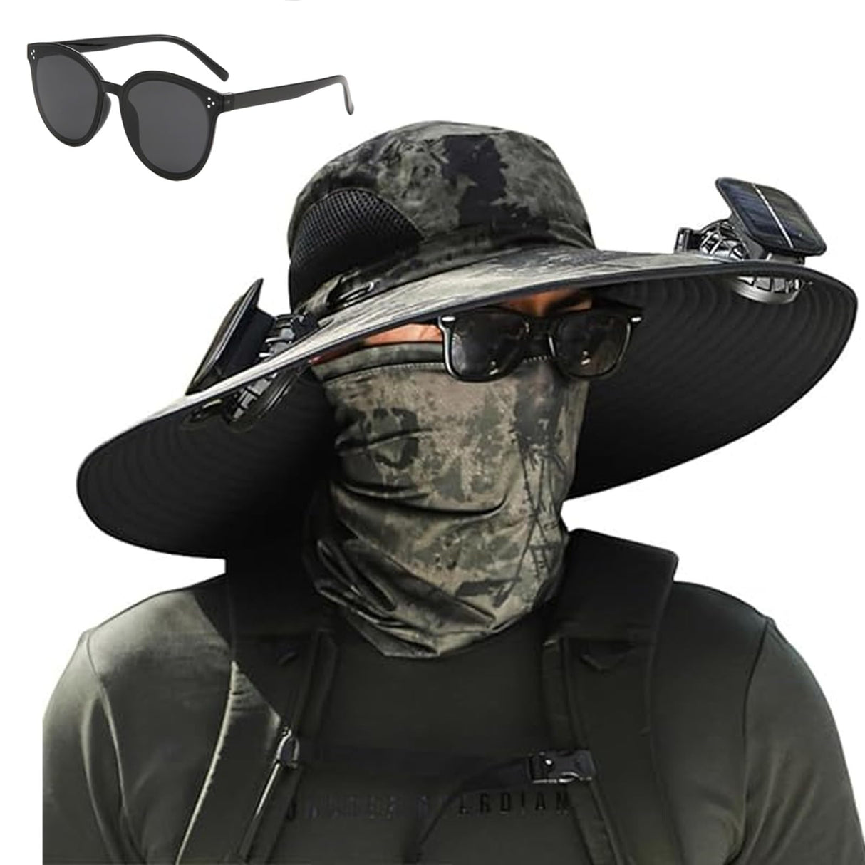 2025 New Ultralight Solar Fan Sun Hat, Wide Brim Solar Fan Hat USB Charging, Solar Powered Fan Hats for Men Fishing UPF 50+