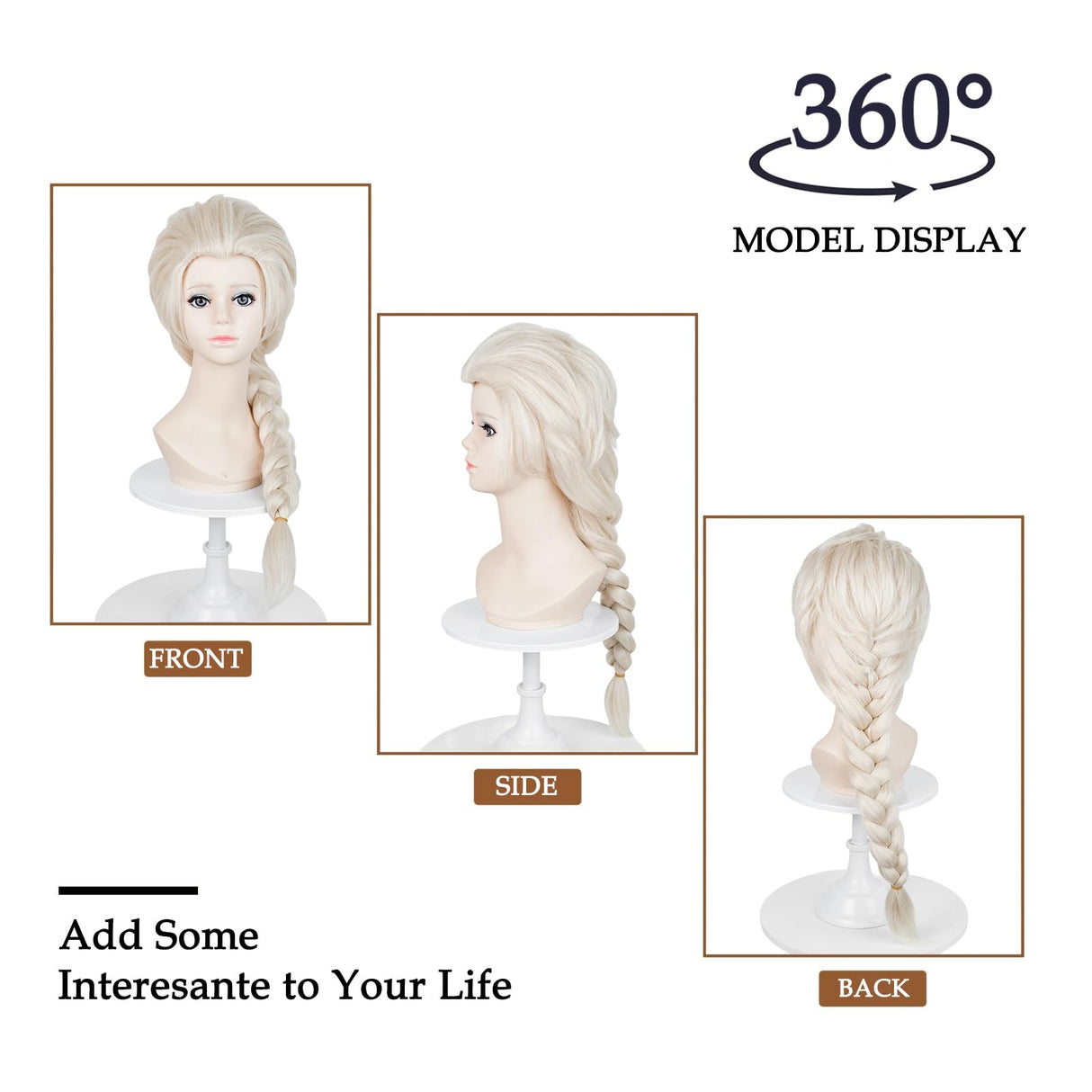 Probeauty Long Blonde Braided Wig for Girls Princess Cosplay, Kids Costume Wig with Magic Wand Crown for Halloween Christmas Birthday Party