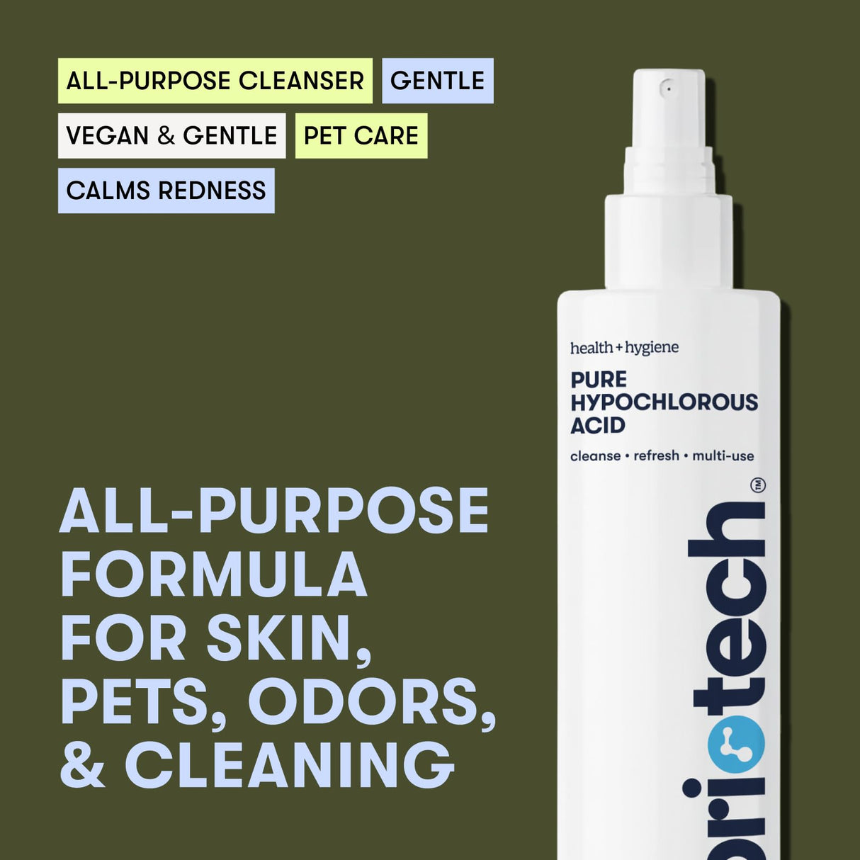 BRIOTECH Pure Hypochlorous Acid Spray and Cleanser, Original Premium HOCl Topical Solution, Multi-Purpose Cleaner, Family Approved & Pet Friendly, 8.5 fl oz