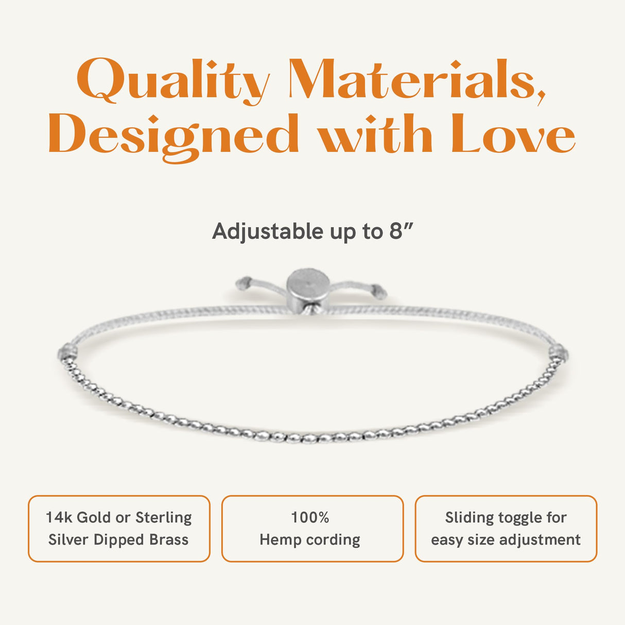 Lucky Feather 50th birthday gifts for her | 50th birthday gifts for women Bracelet | 14K Gold, Rose Gold, or Silver Dipped Beads on Adjustable Cord | Trendy 50 year old gifts for women | With Card