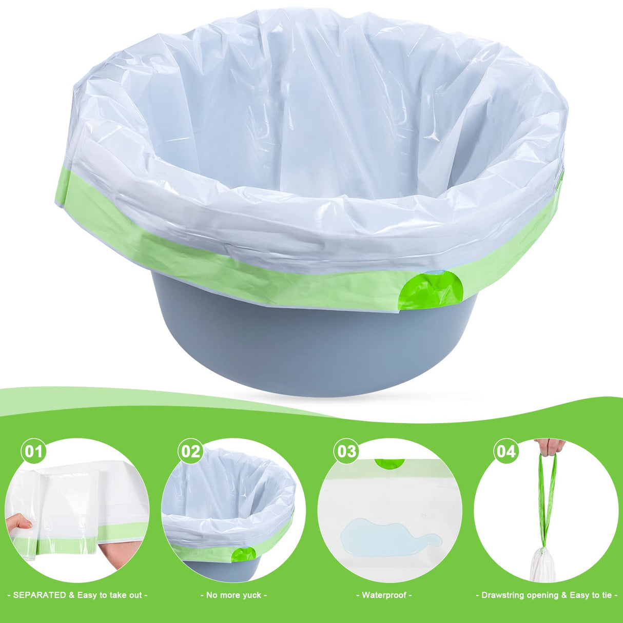 150 Pcs Bedside Commode Liners for Potty Chair Liners Disposable Adult, Commode Bags, Portable Toilet Bags Fits All Standard Adult Commode Chairs Toilet Bucket Potty Bedpan in Medical Care