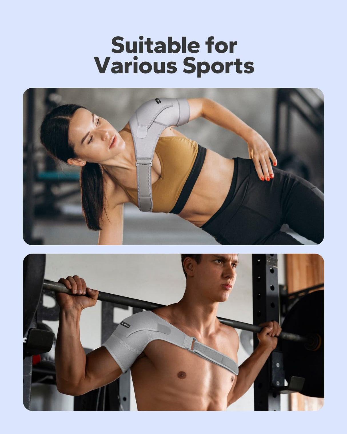 Komoko Shoulder Brace, Rotator Cuff Support Brace with Ice Pack Insertion Capability, Pressure for Preventing Strains and Dislocation, Alleviating Shoulder Pain, Adjustable Fit for Men and Women