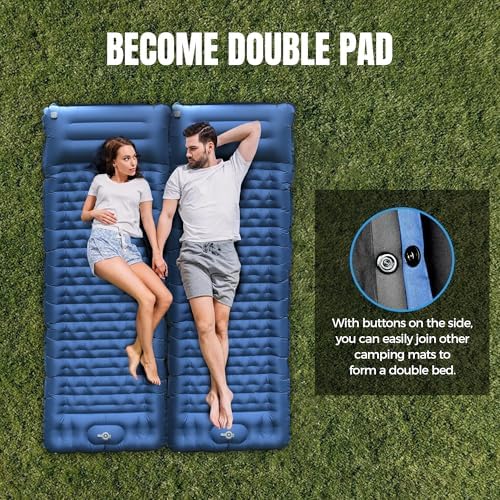 Camping Sleeping Pad, 6.8'' Extra Thickness Reinforced Sleeping Pad for Camping with Pillow Built-in Foot Pump, 79 * 28IN Ultralight Self Inflating Air Mattress Mat for Backpacking Hiking Tent