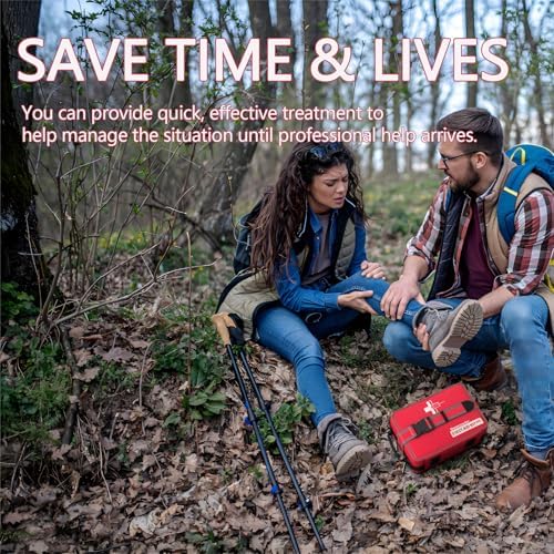 Advanced Comprehensive First Aid Kit with Well Organized Labelled Compartments Removable MOLLE System First Aid Trauma Kits for Car, Home,Camping, Office and etc.-401 Piece