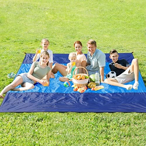 MIULEE Beach Blanket Waterproof Sandproof, Extra Large 110" x 114" Beach Mat Oversized for 5-8 Adults, Portable Lightweight Outdoor Blanket with 4 Corner Pockets for Hiking, Picnic, Travel, Camping