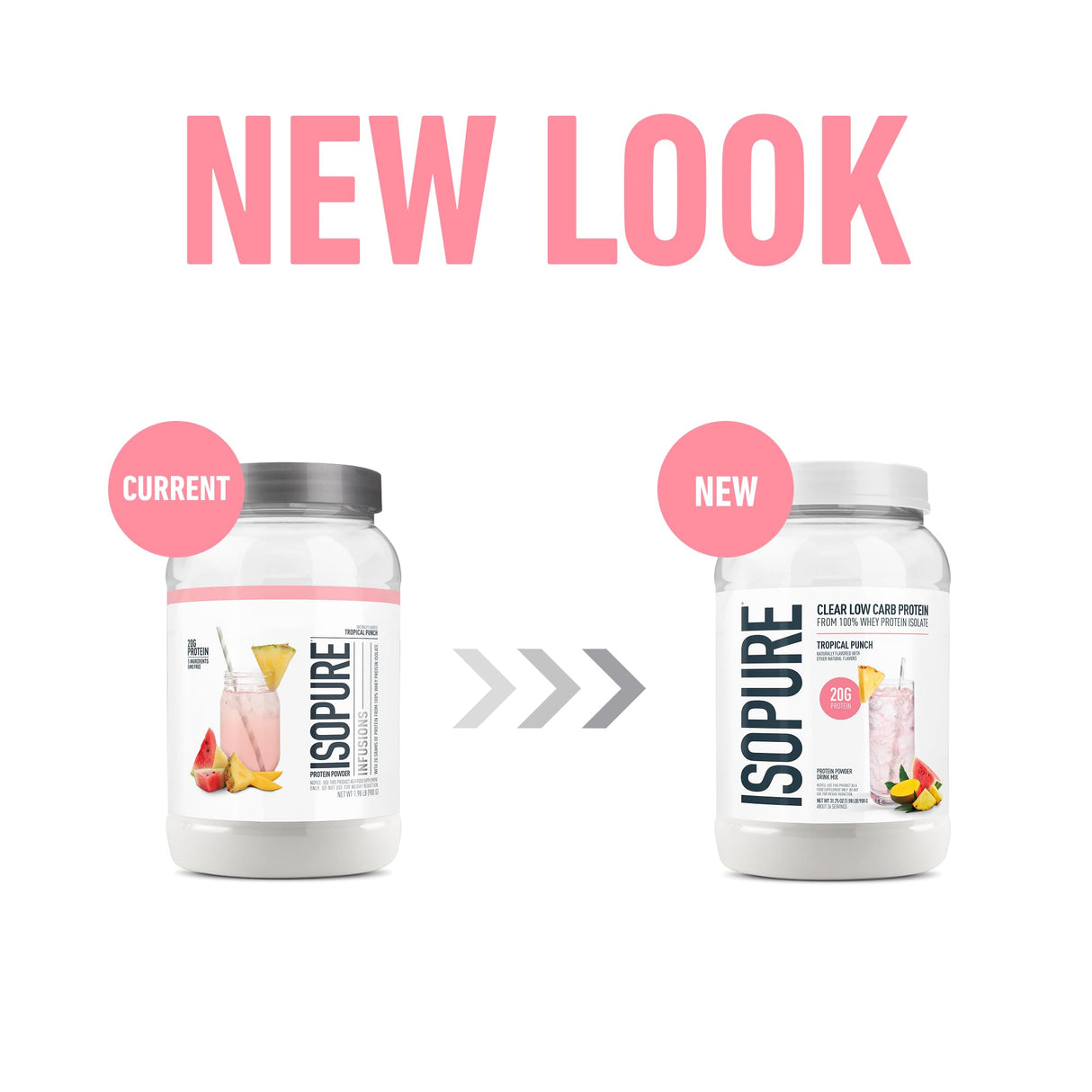 Isopure 100% Pure Whey Isolate Protein Powder Infusions, Lactose Free, Gluten Free, Naturally Flavored, Tropical Punch, 20g Protein Per Serving, 1.9 Lbs, 36 Servings