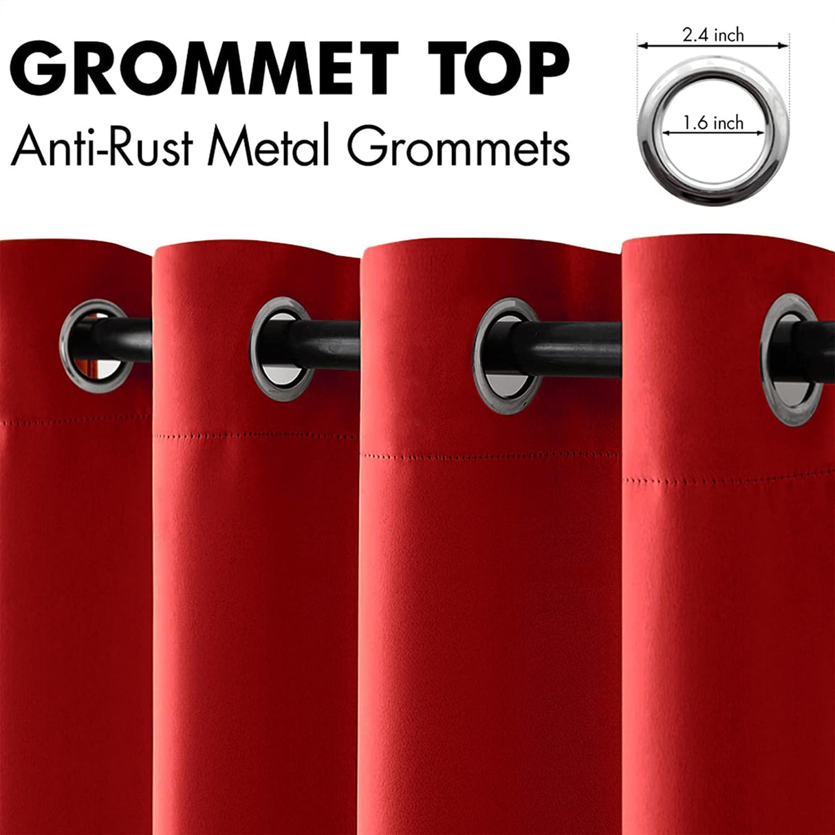 MIULEE Christmas Blackout Curtains 84 Inches Long for Bedroom Living Room Thermal Insulated Room Darkening Grommet Top Solid Light Blocking Drapery Set of 2 Window Panels Red