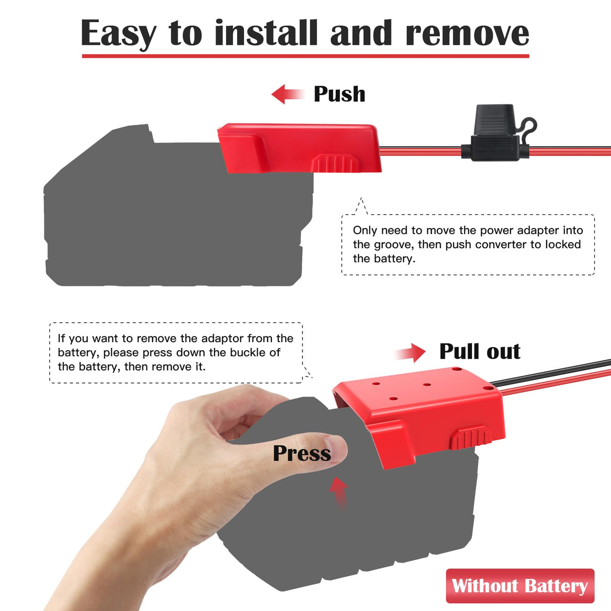 2 Packs Power Wheel Adapter for Milwaukee M18 Battery Adapter 18V Power Wheel Battery Converter with Fuses & Wire Terminals, 12AWG Wire, Power Connector for DIY Rc Car Toys, Robotics and Rc Truck
