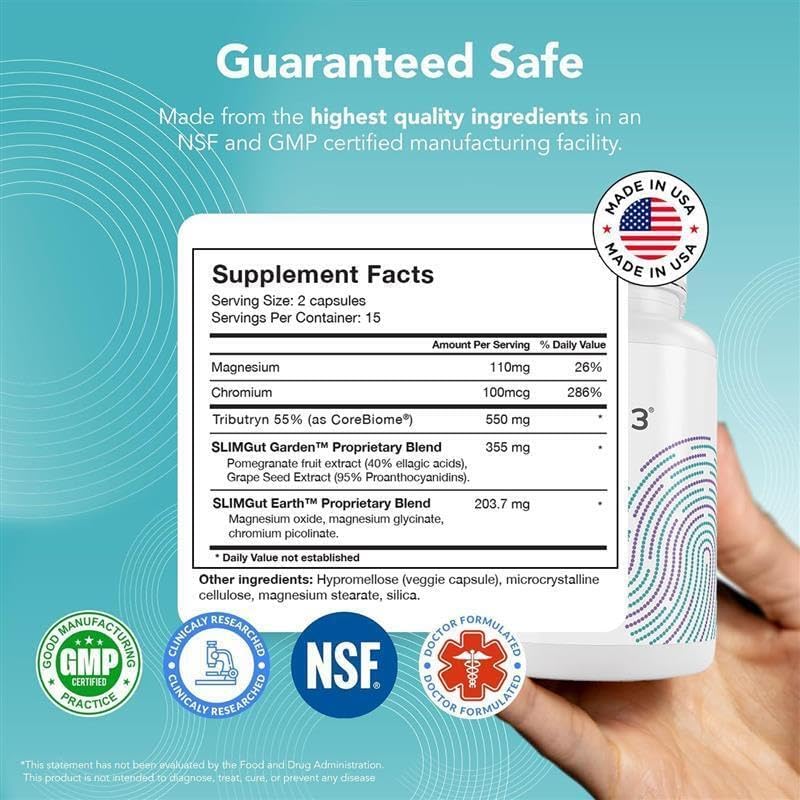 SANE MD - Viscera 3 Postbiotics with Tributyrin - Sodium Butyrate Supplement for Gas and Bloating Relief - Gut Health - IBS & Leaky Gut Butyric Acid Supplement - NSF Certified - 30 Capsules