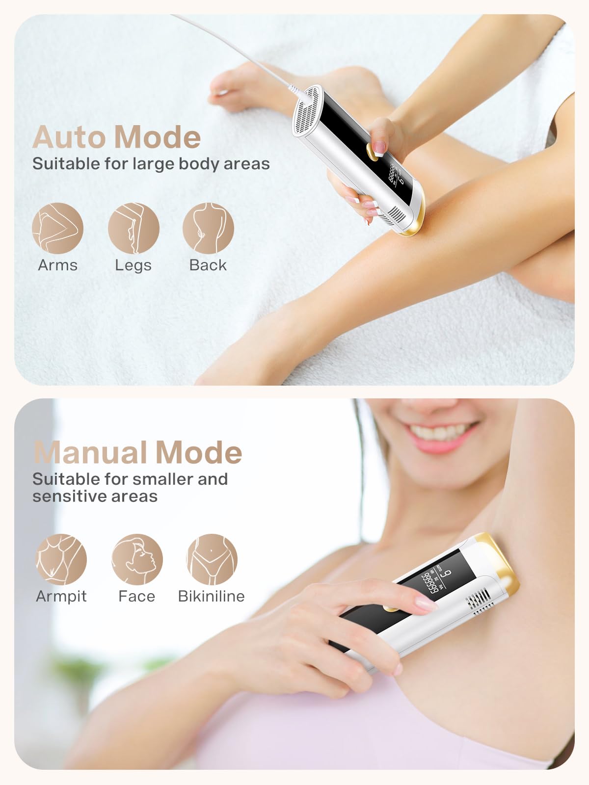 Hair Removal for Women and Men, At Home IPL Hair Removal Device with 3 Modes, Permanent Hair Remover Machine for Facial Legs Arms Bikini Line Whole Body Depilation, Come with Razor & Glasses