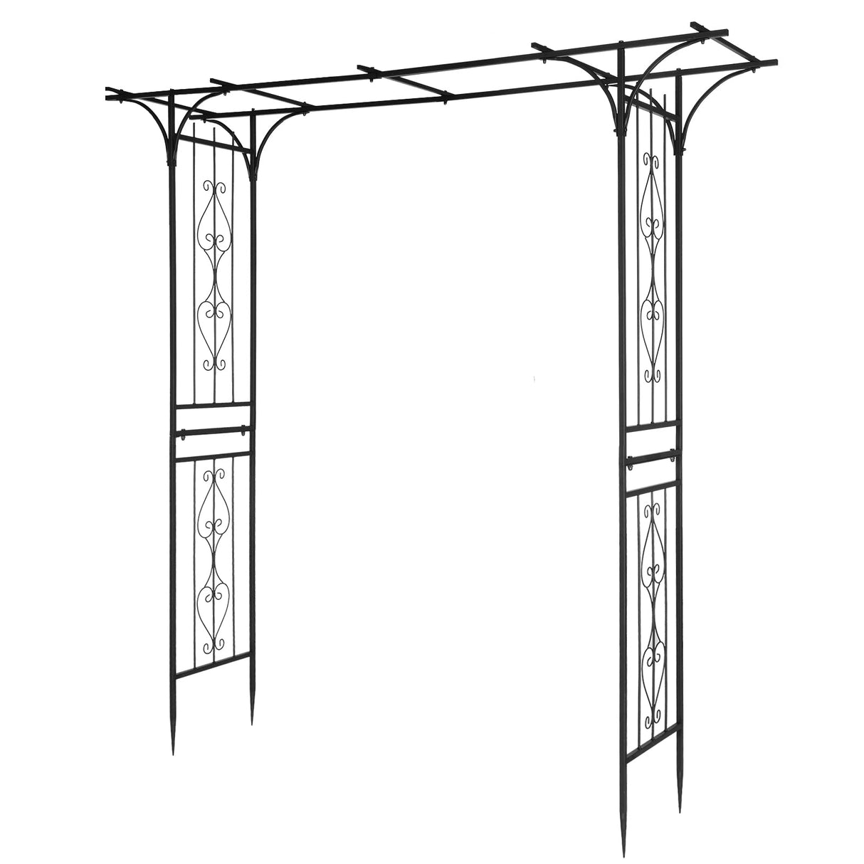 Outvita 7FT Black Metal Garden Arch Arbor Trellis