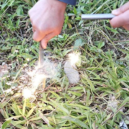 bayite 1/2 x 6 Inch Survival Drilled Flint Steel Fire Starter Ferrocerium Rod Kit with Striker-Pro Striker Paracord Landyard Handle Large