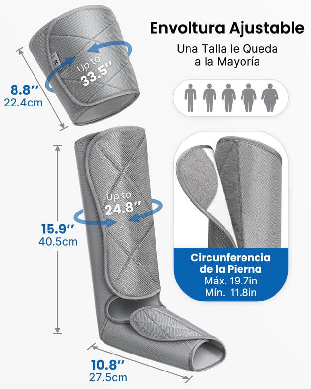RENPHO Leg Massager FSA HSA Eligible, Air Compression Massager for Circulation Pain Relief, Effective for Father Mother Reduce Swelling-Grey
