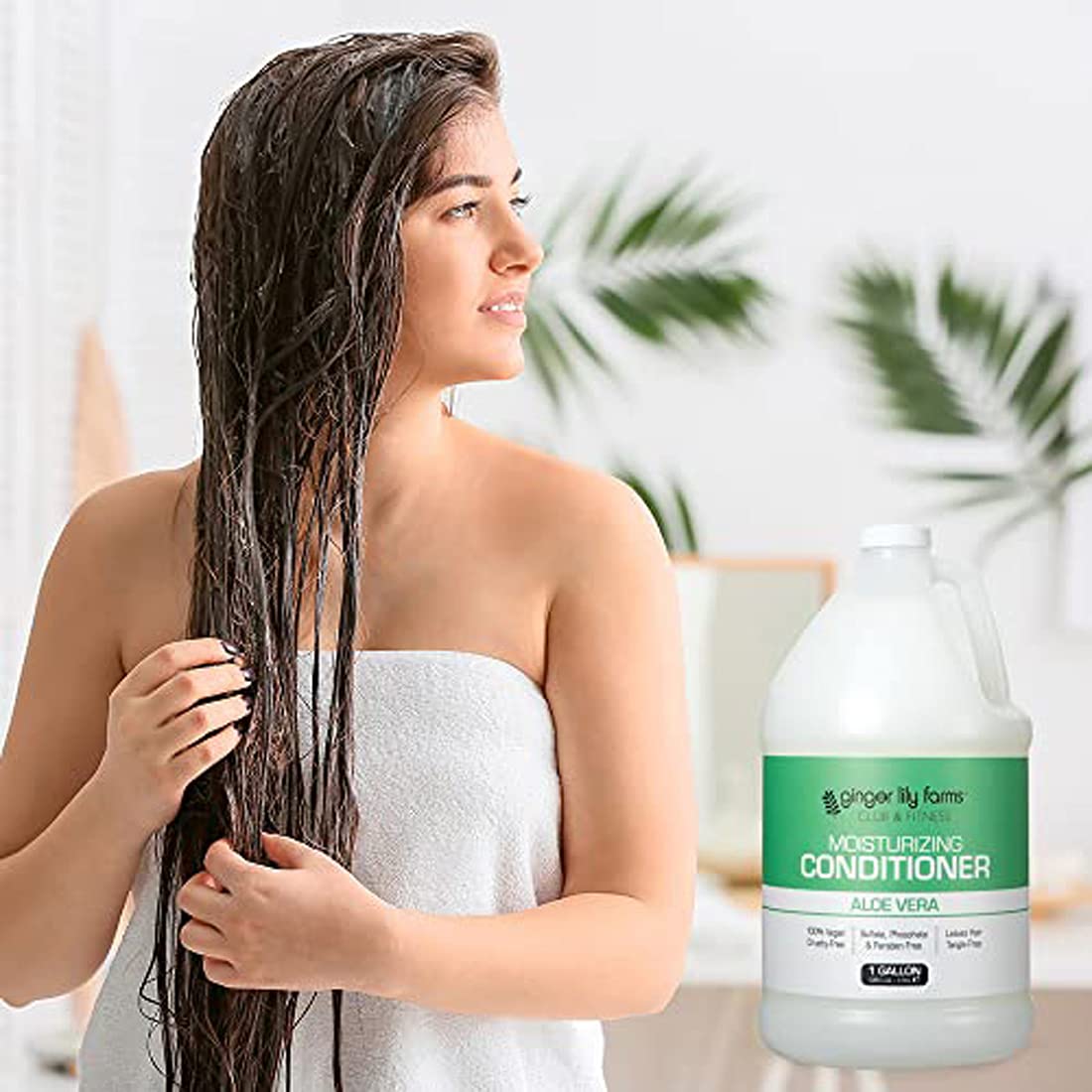 Ginger Lily Farms Club & Fitness Moisturizing Conditioner for Dry Hair, 100% Vegan & Cruelty-Free, Aloe Vera Scent, 1 Gallon Refill (Pack of 4)