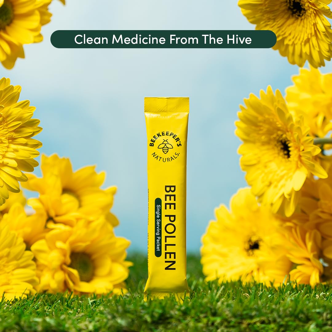 Beekeeper's Naturals - 100% Raw Bee Pollen Stick Packs, Natural Preserved Enzymes, Source of Vitamin B, Minerals, Amino Acids & Protein - Paleo & Keto Friendly, Gluten Free (15ct)