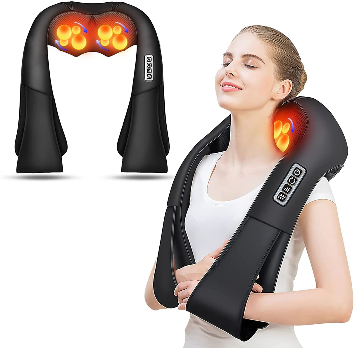 AERLANG Shiatsu Back and Neck Massager, Back Massager Deep Tissue Kneading Neck and Shoulder Massage with Heat, Electric Massage Pillow Mothers Day Gifts from Daughter Son(NOT Cordless)