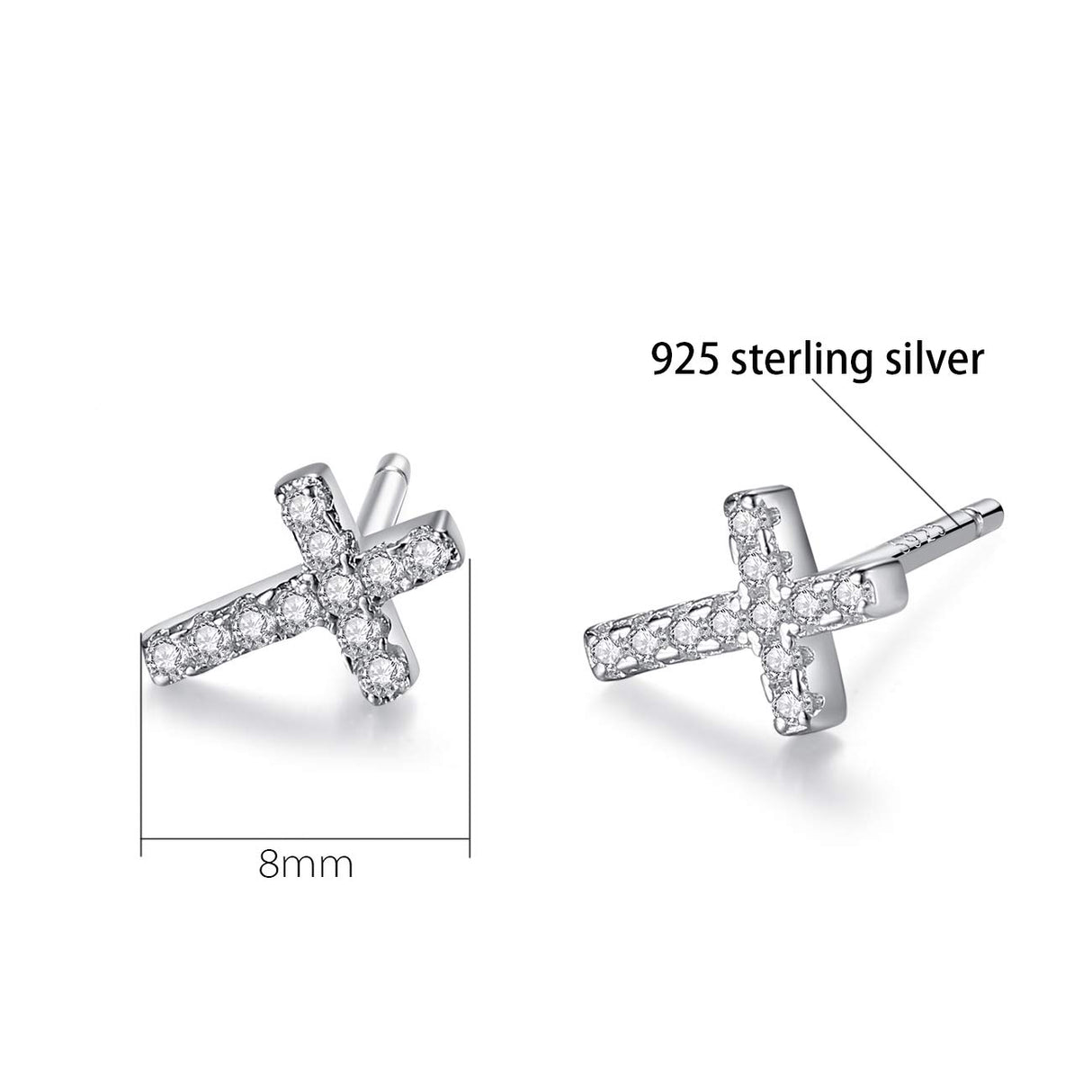REVEMCN 3-Pair Cross Earrings for Men & Women, Stainless Steel & 925 Silver