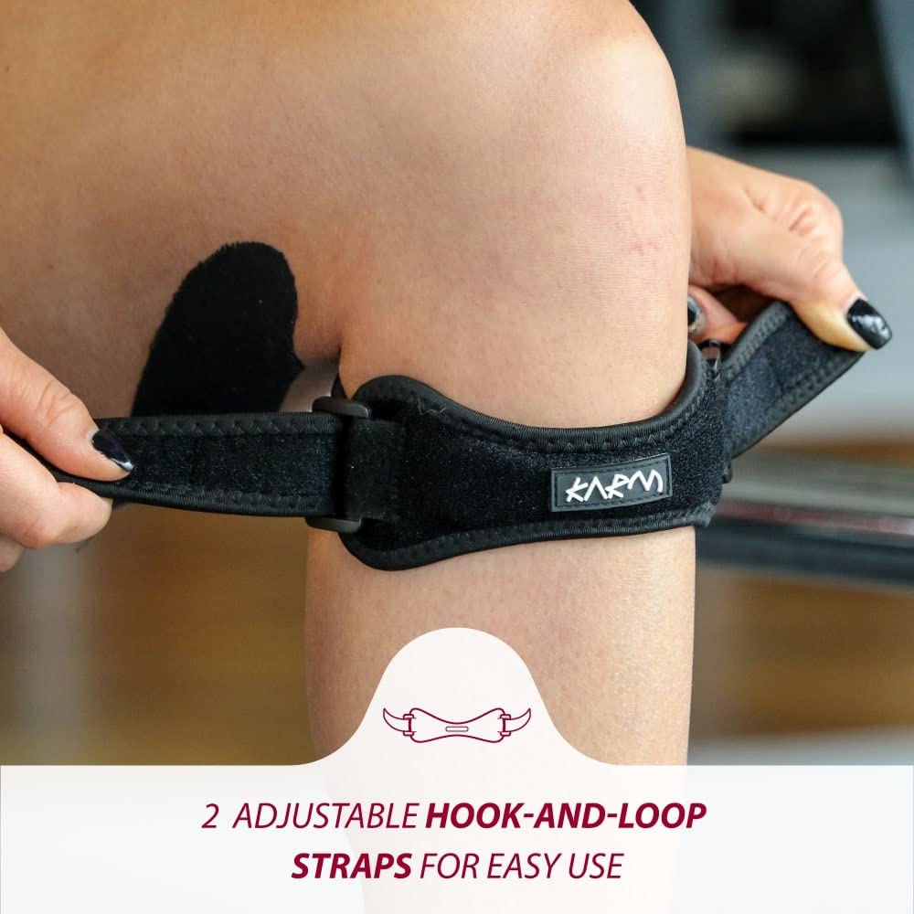 KARM Plus Size Knee Brace for Women & Men Plus Size - Patella Band - Patellar Tendon Support Strap for Jumpers Knee Pain, Basketball, Sports, Obese (XXL/3XL/4XL/5XL/6XL, Pair of 2 Straps, Black)