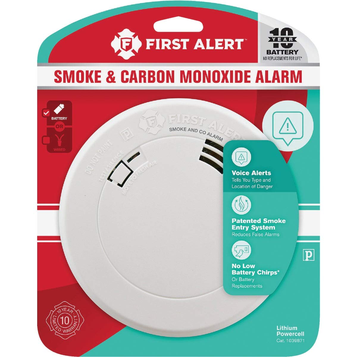 FIRST ALERT BRK PRC710V Talking Smoke and Carbon Monoxide Alarm with Built-In 10-Year Battery , White , PRC710 Voice