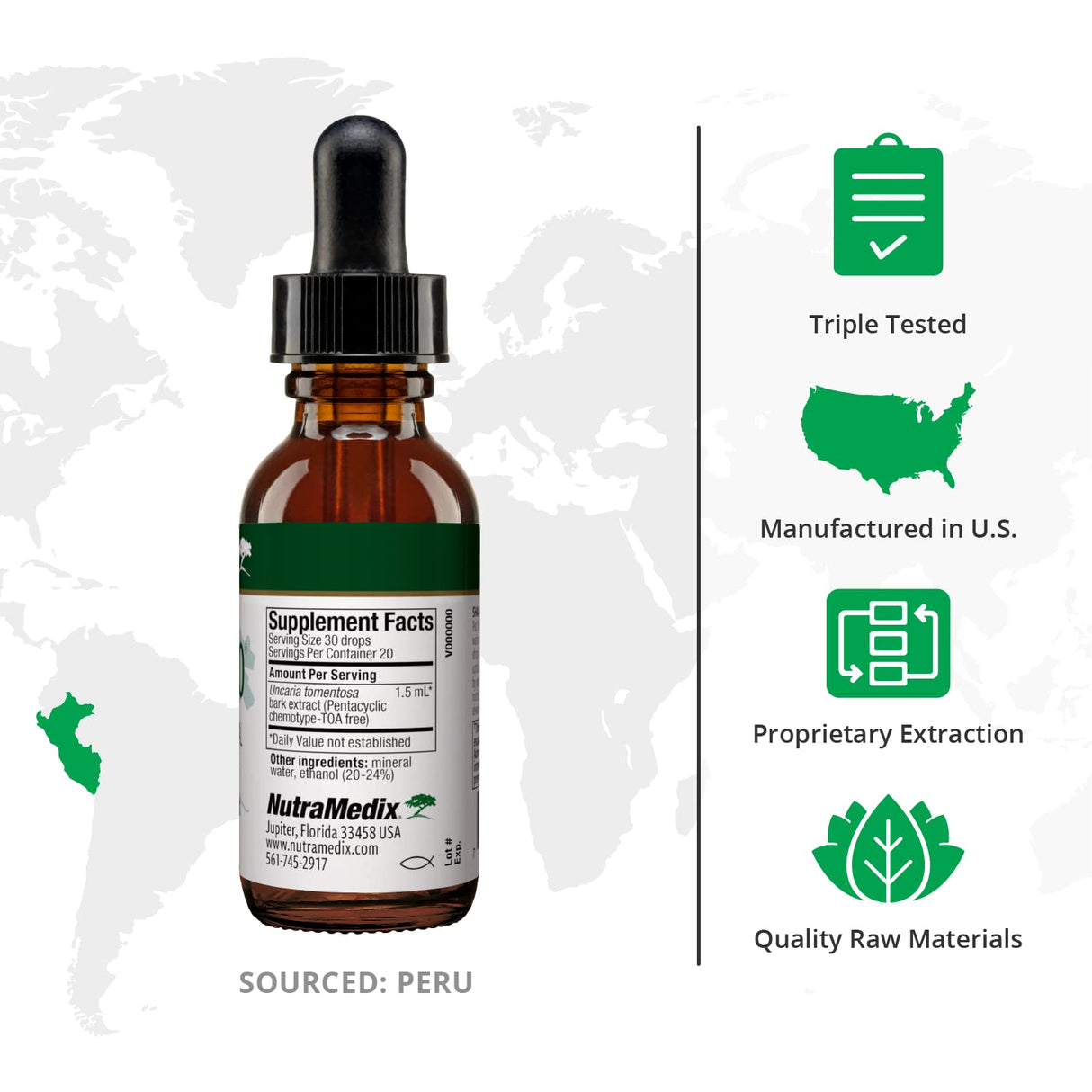 NutraMedix Samento Cat's Claw Liquid Vitamins - Daily Brain Supplement & Immunity Drops for Antioxidant, Microbial & Immune System Support - Bioavailable, Peruvian Cat's Claw Extract (2oz / 60ml)