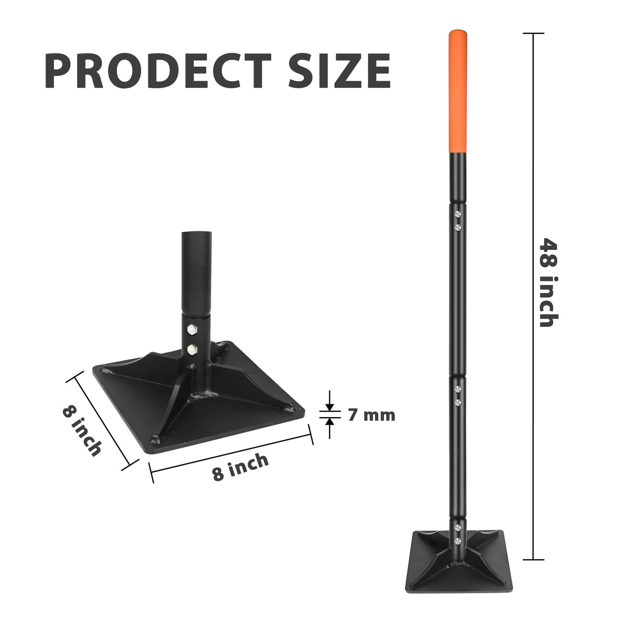 YEELOR 8-inch x 8-inch Steel Tamper Tool, Heavy Duty Hand Tamper