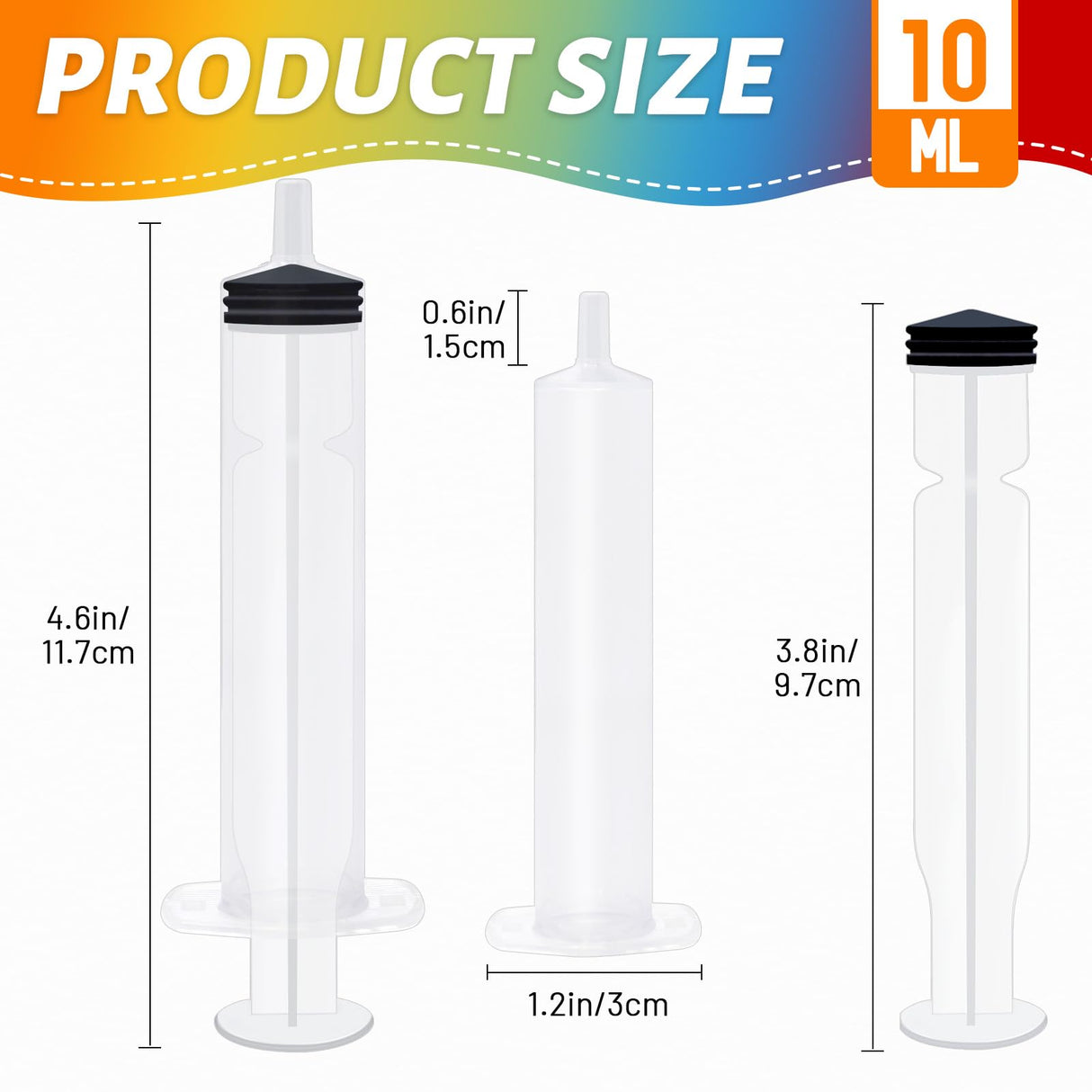 100 Pack Plastic Syringe with Tip Cap 10 ML Capacity Reusable Syringes, Durable Syringe for Halloween, Thanksgiving day, Christmas, Bachelorette