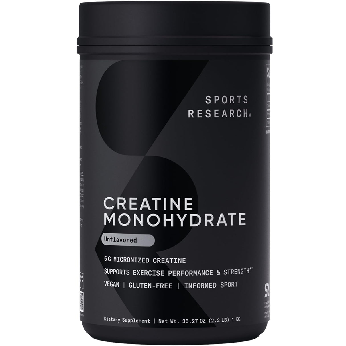Sports Research Creatine Monohydrate - Gain Lean Muscle, Improve Performance and Strength and Support Workout Recovery - 5 g Micronized Creatine - 35.27 oz