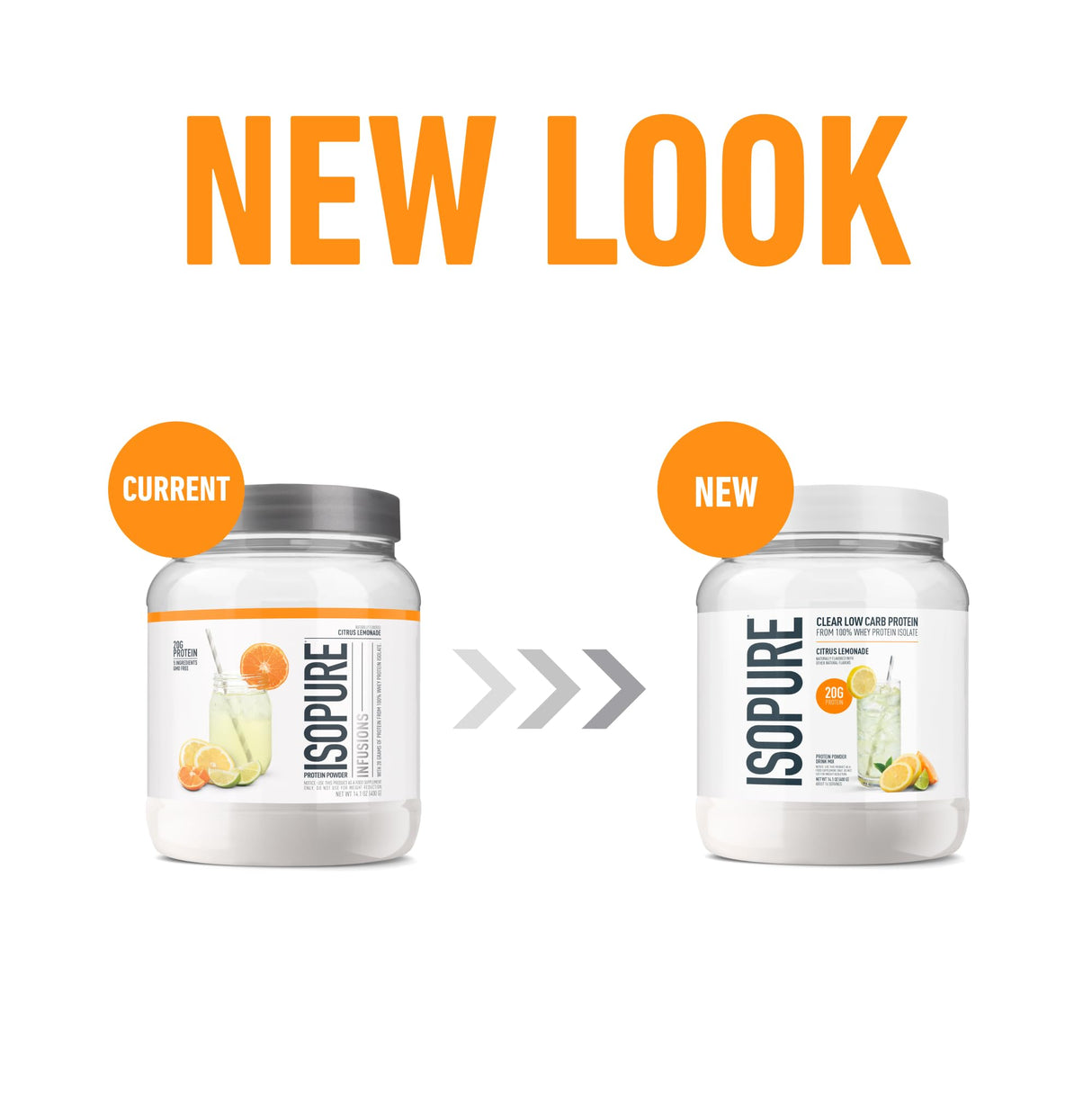 Isopure Clear Whey Isolate Protein Powder, Lactose Free, Gluten Free, Naturally Flavored, Citrus Lemonade, 20g Protein Per Serving, 14.1 Oz, 16 Servings (Packaging May Vary)