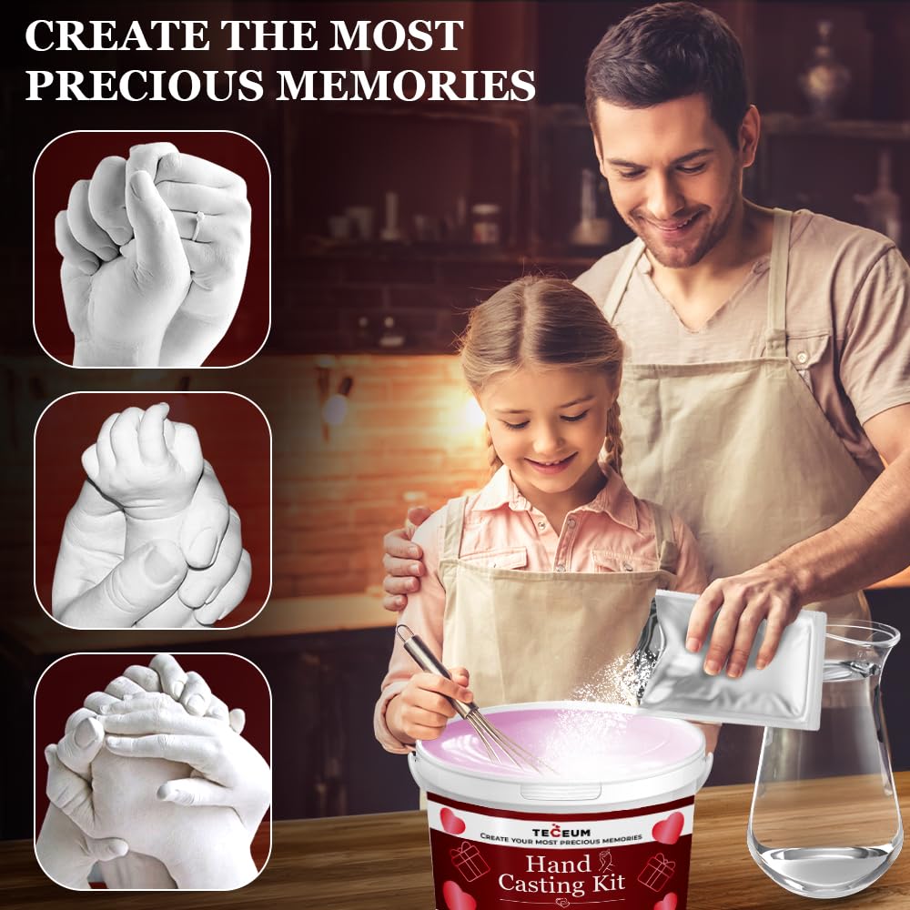 TECEUM Hand Casting Kit β Unique Gift for Babies & Adults β Ideal DIY Gift for Your Loved Ones, Couples, Family β For Wedding, Anniversary, Baby Shower, Motherβs Day, Christmas β Romantic Gifts β Kit1