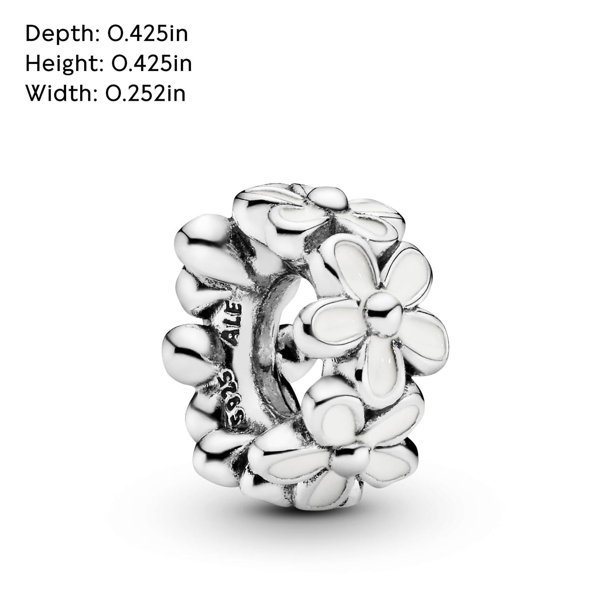 PANDORA White Daisy Flower Spacer Charm - Jewelry for Women with Gift Box - Compatible Moments Charm Bracelets - Sterling Silver