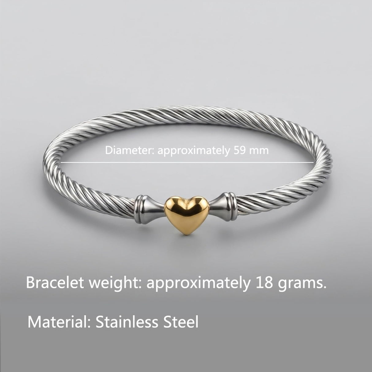 Twisted Cable Bracelet for Women 5mm Stainless Steel Bangle Bracelet with Hook Clasp Designer Brand Inspired david+yurman bracele Valentine Day Gift (Silver and Gold)