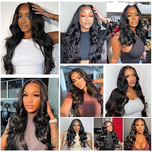 BELIANA 5x5 HD Lace Closure Wigs Human Hair Pre Plucked 5X5 Body Wave Lace Front Wigs Human Hair 180% Density Brazilian Virgin Human Hair Wigs for Black Women Natural Color (Body Wave Wig, 18 Inch)
