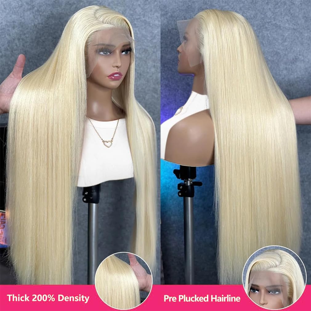 38 Inch 613 Lace Front Wig Human Hair 200 Density 613 13x6 Lace Front Wig Human Hair Straight Blonde Wig Human Hair 613 Hd Lace Frontal Wig 13x6 Pre Plucked With Baby Hair