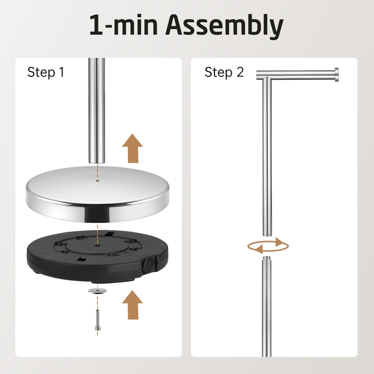 KES Toilet Paper Holder Free Standing 26" H (Taller Version), Toilet Paper Holder Stand with Weighted Base for Bathroom, Rustproof 18/8 Stainless Steel Polished Finish, BPH283S66