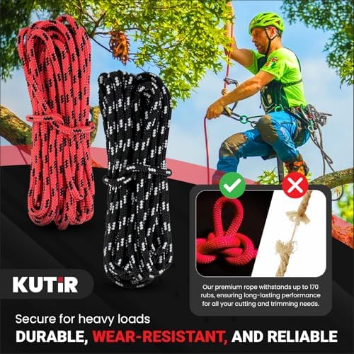 48 Inch High Limb Rope Saw – 360 Rope Chain Saw for Manual Tree Limb Cutting – Sharp Hand Chainsaw with Dual-Sided Blades – Fast and Easy Pocket Chainsaw with Ergonomic Handles and Carrying Case