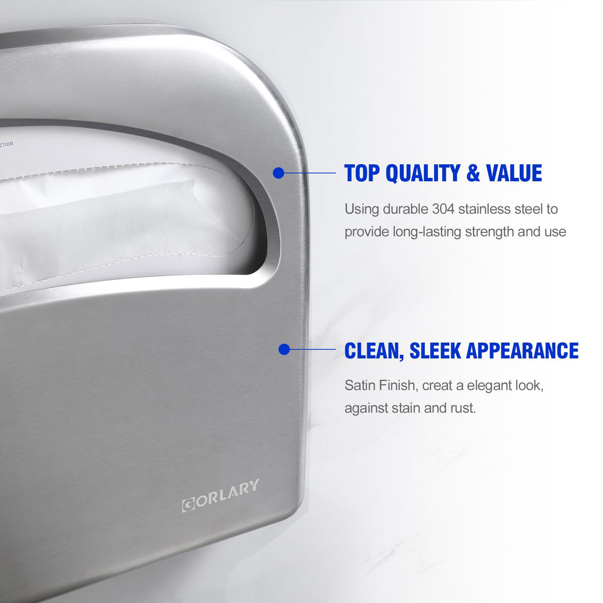 Toilet Seat Cover Dispenser Wall Mount Commercial, Half Fold Toilet Seat Cover Dispenser, 304 Stainless Steel, 16-Inch