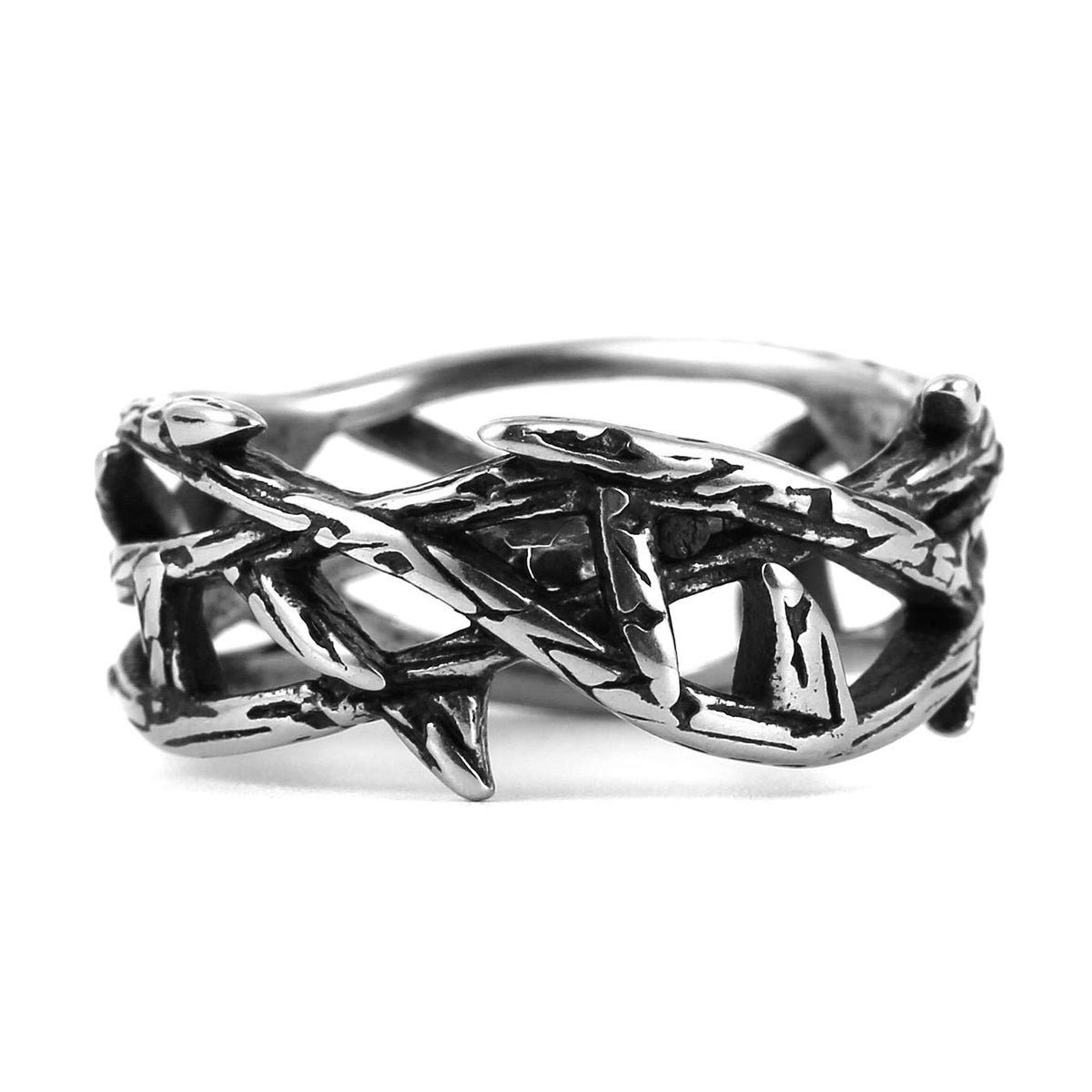 HZMAN Jesus Crown of Thorns Ring for Men Stainless Steel Pinky Ring