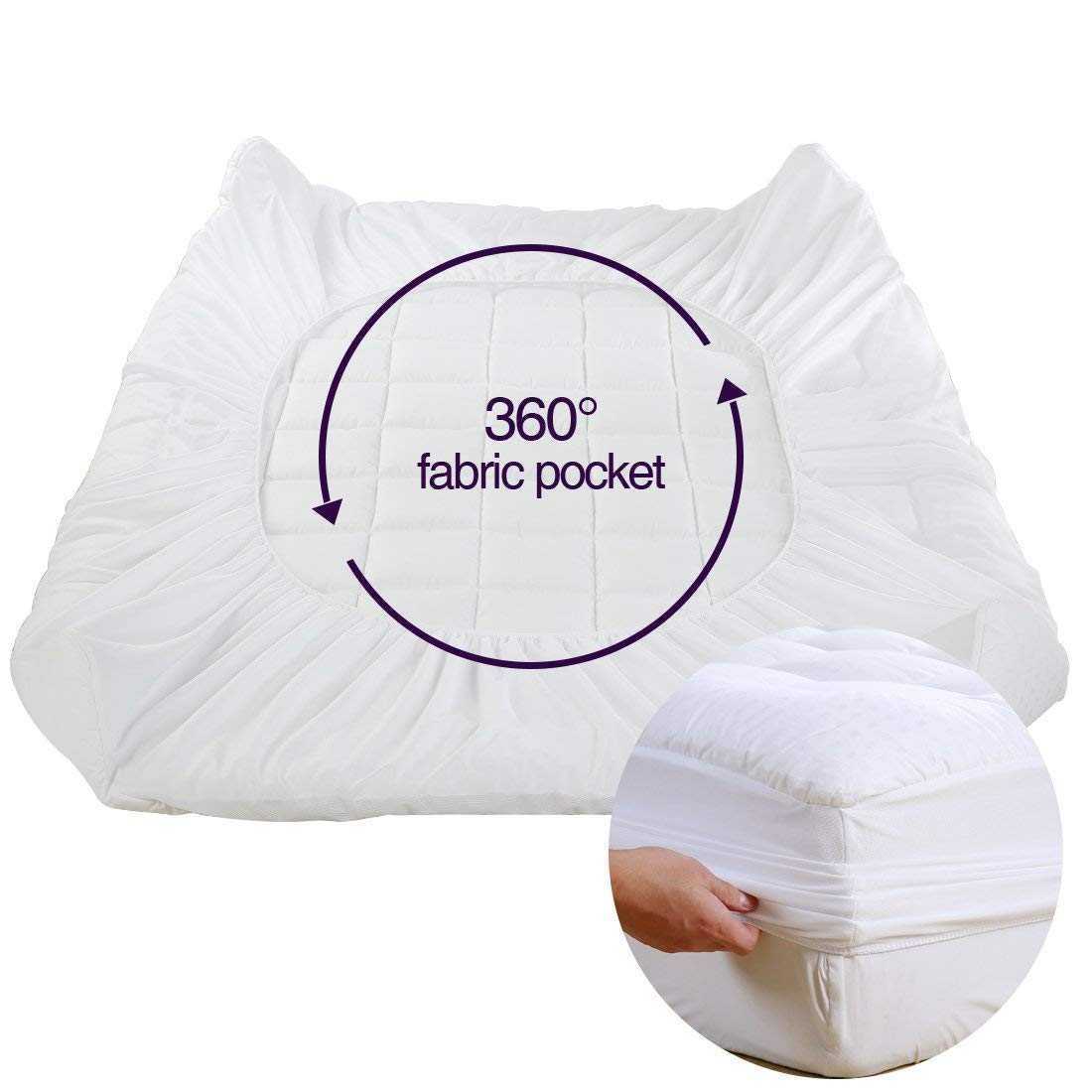EASELAND Queen Size Mattress Pad Cotton Pillow Top Mattress Topper White