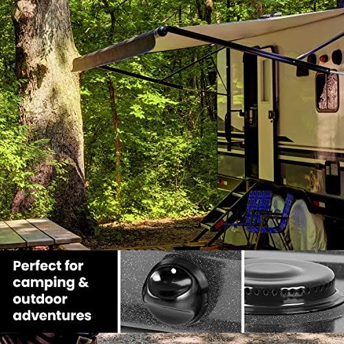 ABBA Double Burner Portable Propane StoveTop - Lightweight Alloy Steel Portable Stove - Stove for Camping, Patio & Outdoor Activities, 13.19" x 21.85" x 4.33" (Green or Black) (Black)