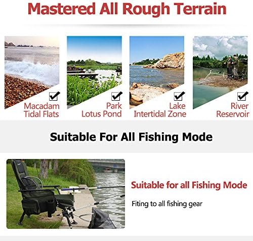 VINGLI Heavy Duty Fishing Chair with Footrest Support 440 LBS, Oversized Camping Chairs with 160° Adjustable High Back, Beach Chair for Outdoors/Yard/Forest