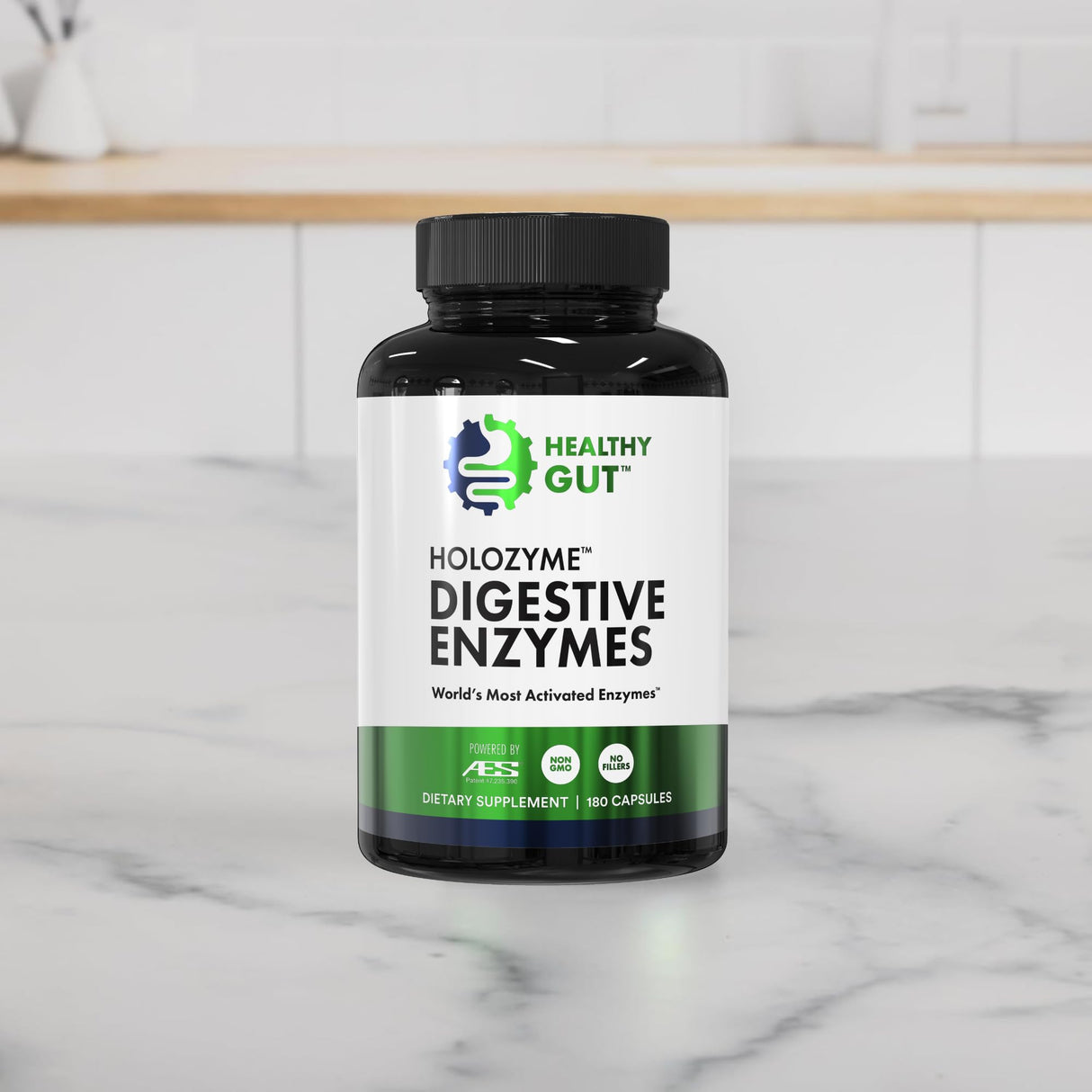 Healthy Gut HoloZyme Max Strength Digestive Enzymes | Prevents Bloating, Gas, & Indigestion w/Protease, Amylase, Lipase, Lactase, and More | 90 Servings