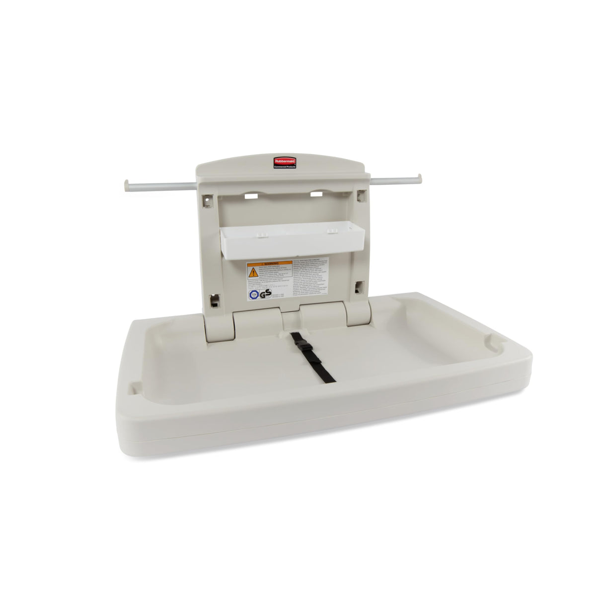 Rubbermaid Commercial Products Horizontal Baby Changing Station, Light Platinum, Wall-Mounted Fold-Down Diaper Change Table with Safety Straps for Restaurants/Hotels/Schools/Airports