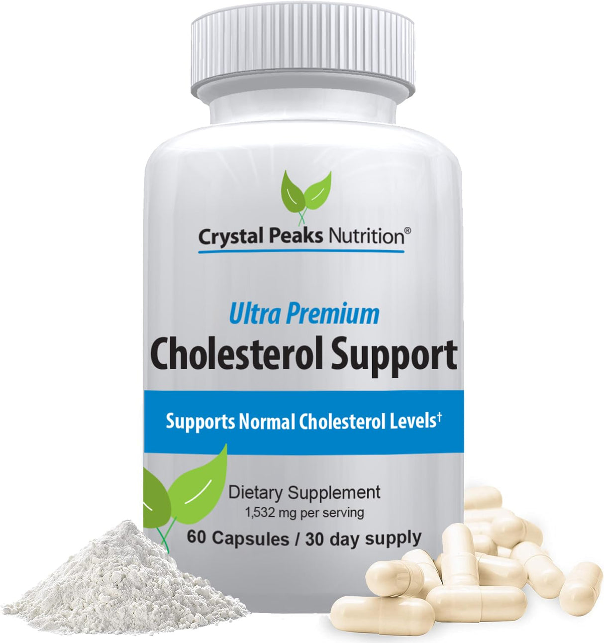 CRYSTAL PEAKS NUTRITION Cholesterol Supplement - All-Natural Ingredients to Support Normal Colesterol Levels. Supports Optimal Circulation. 60 Capsules
