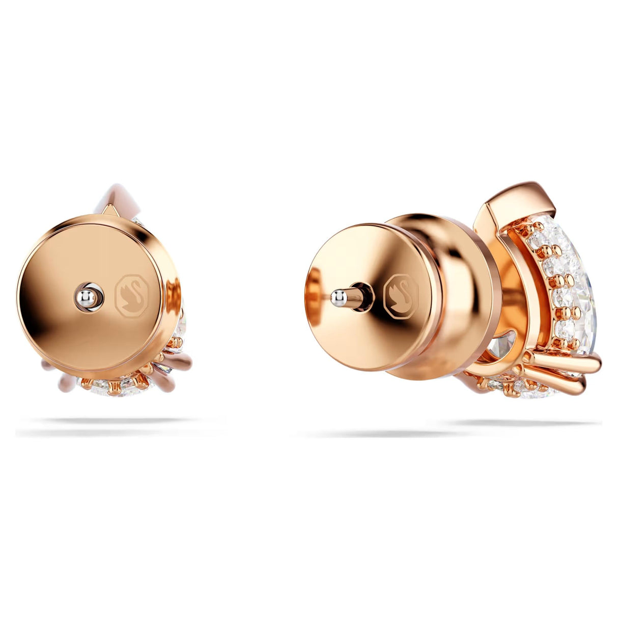 Swarovski Stilla stud earrings, Pear cut, White, Rose gold-tone finish