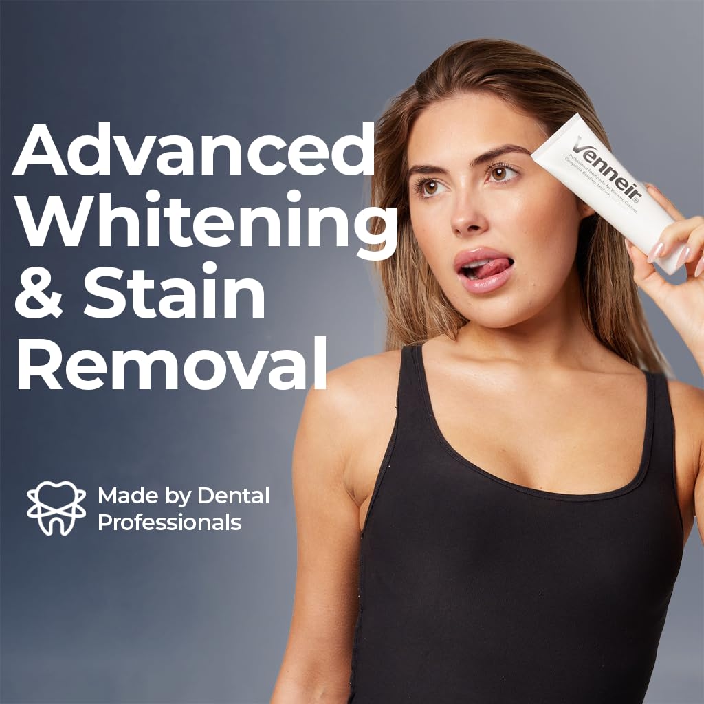 Venneir® Professional Toothpaste for Veneers, Implants, Bonding, Crowns & Natural Teeth —Effective Stain Removing, Natural, SLS Free, Pro Enamel Repair