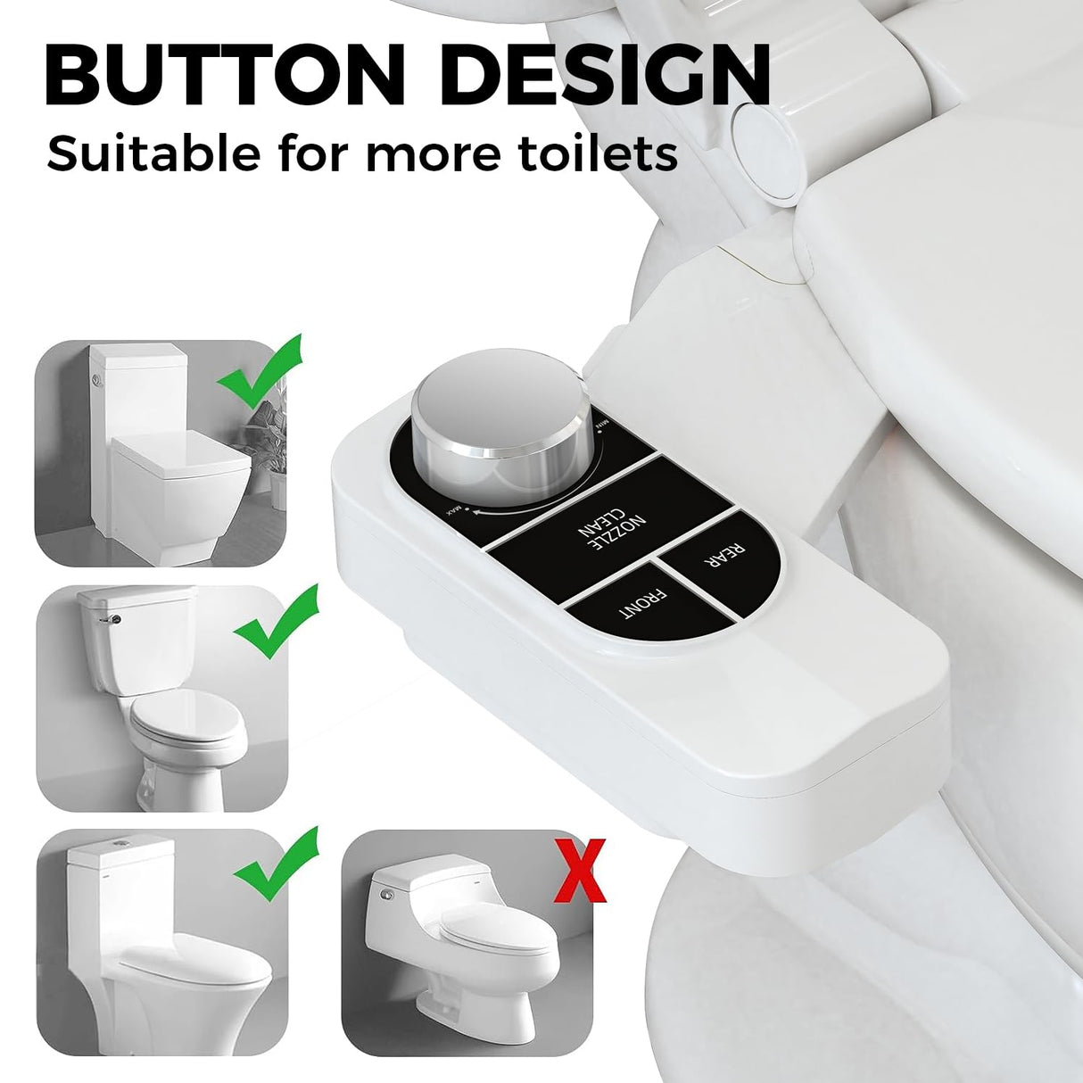 SAMODRA Non-Electric Bidet Attachment for Toilet – Self-Cleaning Dual Nozzle (Frontal & Rear Wash), Adjustable Water Pressure, Fits Most Toilets, Easy Installation (Classic Black/Silver)