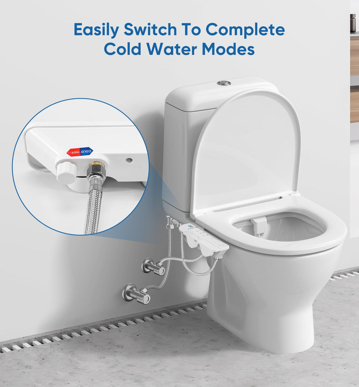 Ultra-Slim 3-in1 Bidet, Warm Water, Self-Cleaning, Posterior&Feminine Wash-(Retractable Dual Nozzles), Non-Electric Bidet Attachment for Toilet Seat, Adjustable Water Pressure, Stainless Steel Inlet